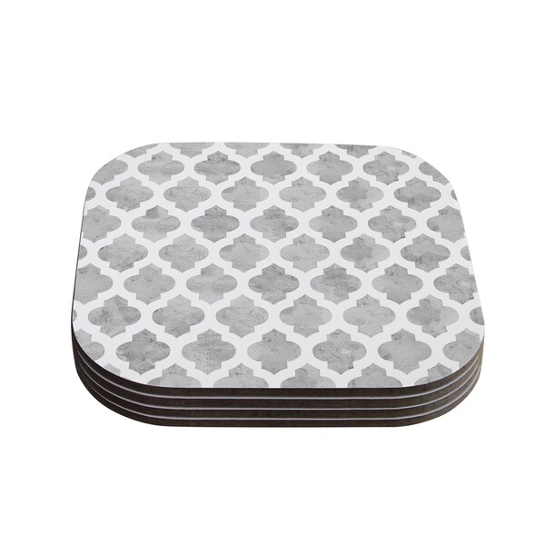 Shop Kess InHouse Amanda Lane "Gray Moroccan" Grey White Coasters (Set