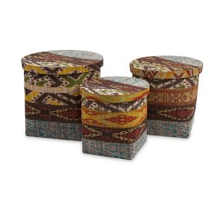 Tymon Waterhyacinth Baskets with Lids (Set of 3)