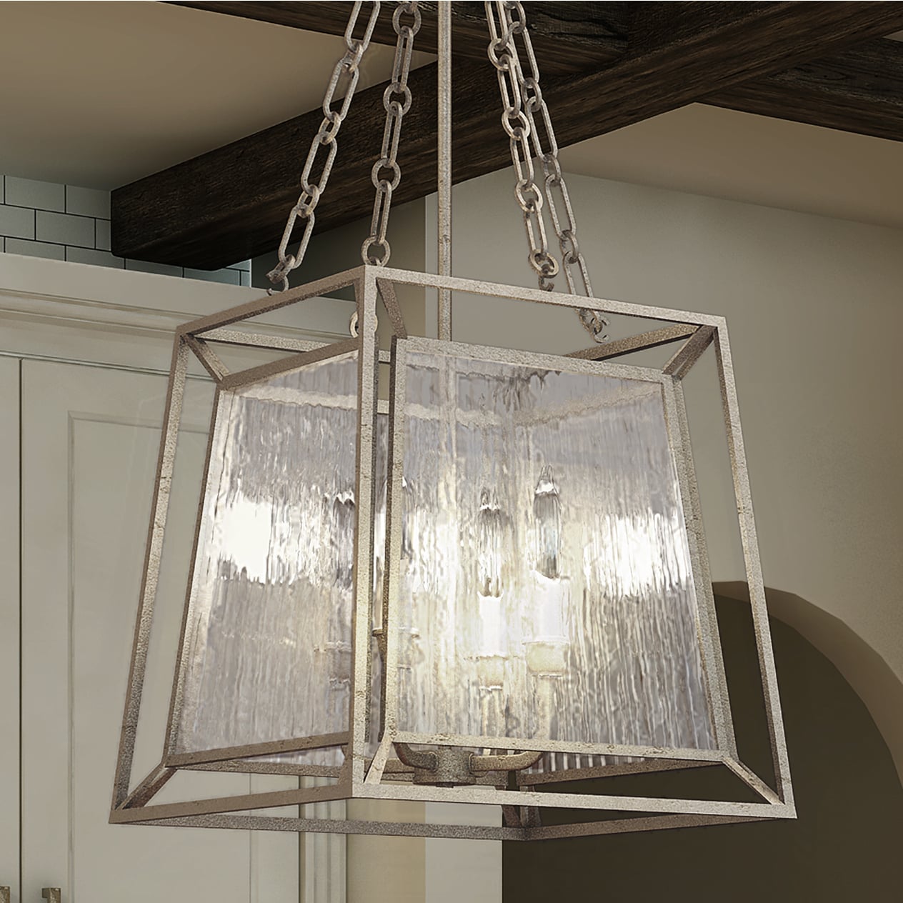 Quoizel Lakeside 4-light Cage Chandelier (Extra Large, Water Glass and Vintage Gold Finish) - Chandeliers For Bedrooms by Overstock.com