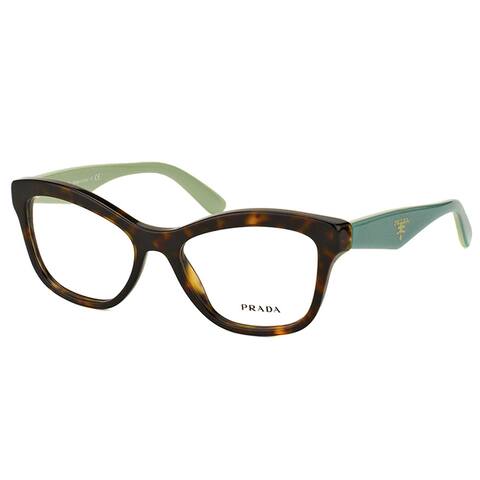 Prada PR 29RV 2AU1O1 Havana On Green Plastic Cat-Eye 54mm Eyeglasses