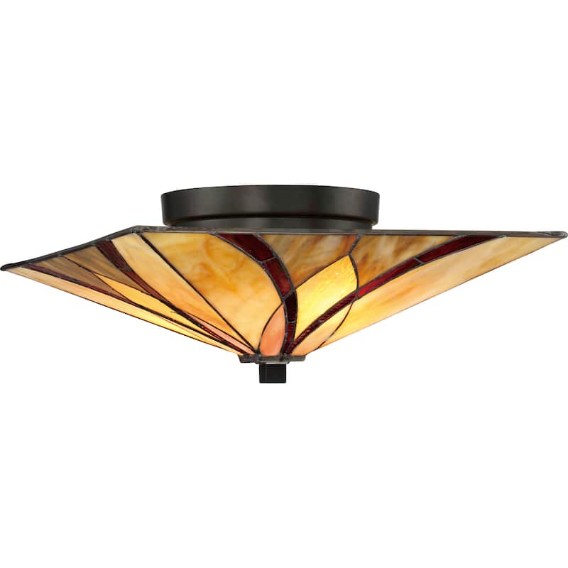 Quoizel Asheville Steel Tiffany-style Medium Floating Flush Mount Fixture