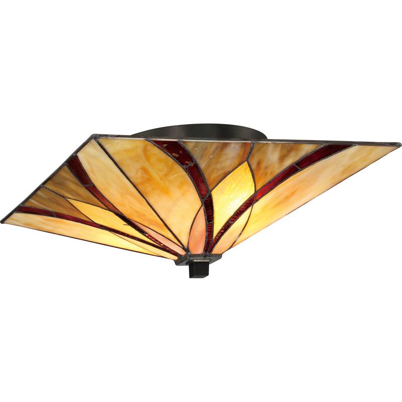 Quoizel Asheville Steel Tiffany-style Medium Floating Flush Mount Fixture
