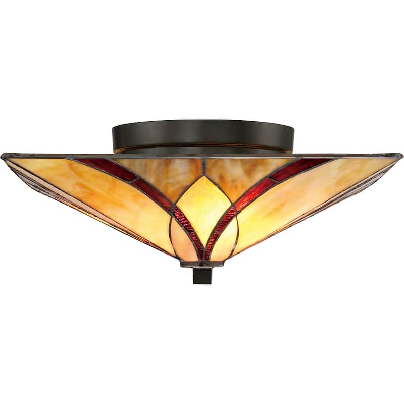 Quoizel Asheville Steel Tiffany-style Medium Floating Flush Mount Fixture
