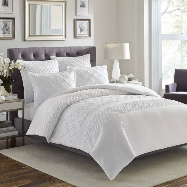 Stone Cottage Mosaic 3 Piece White Textured Cotton Comforter Set On Sale Overstock 11802134