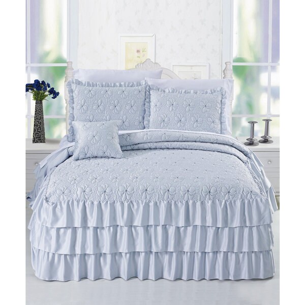 Serent Matte Satin Ruffle Bedspread Set