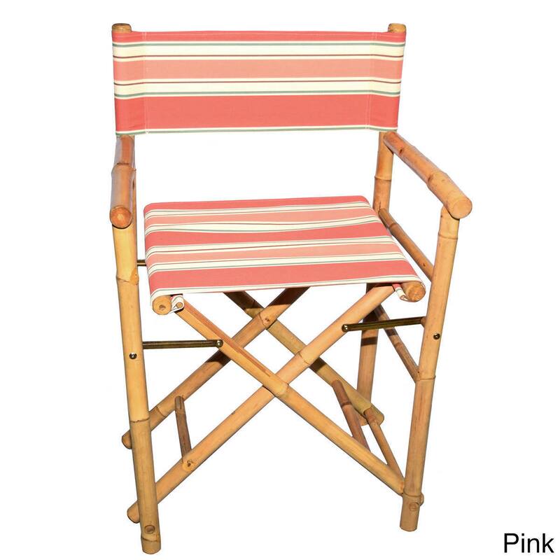 Handmade Set of 2 Bamboo Director's Chairs with striped Canvas (Vietnam)