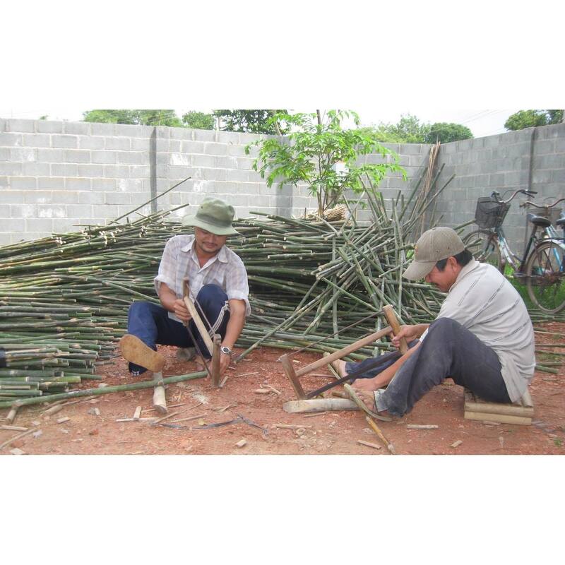 Handmade Set of 2 Bamboo Director's Chairs with striped Canvas (Vietnam)