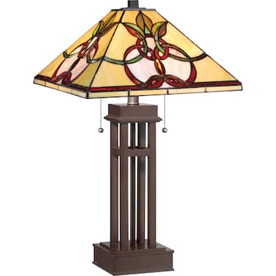 Quoizel Jewel Heart Tiffany-style Table Lamp