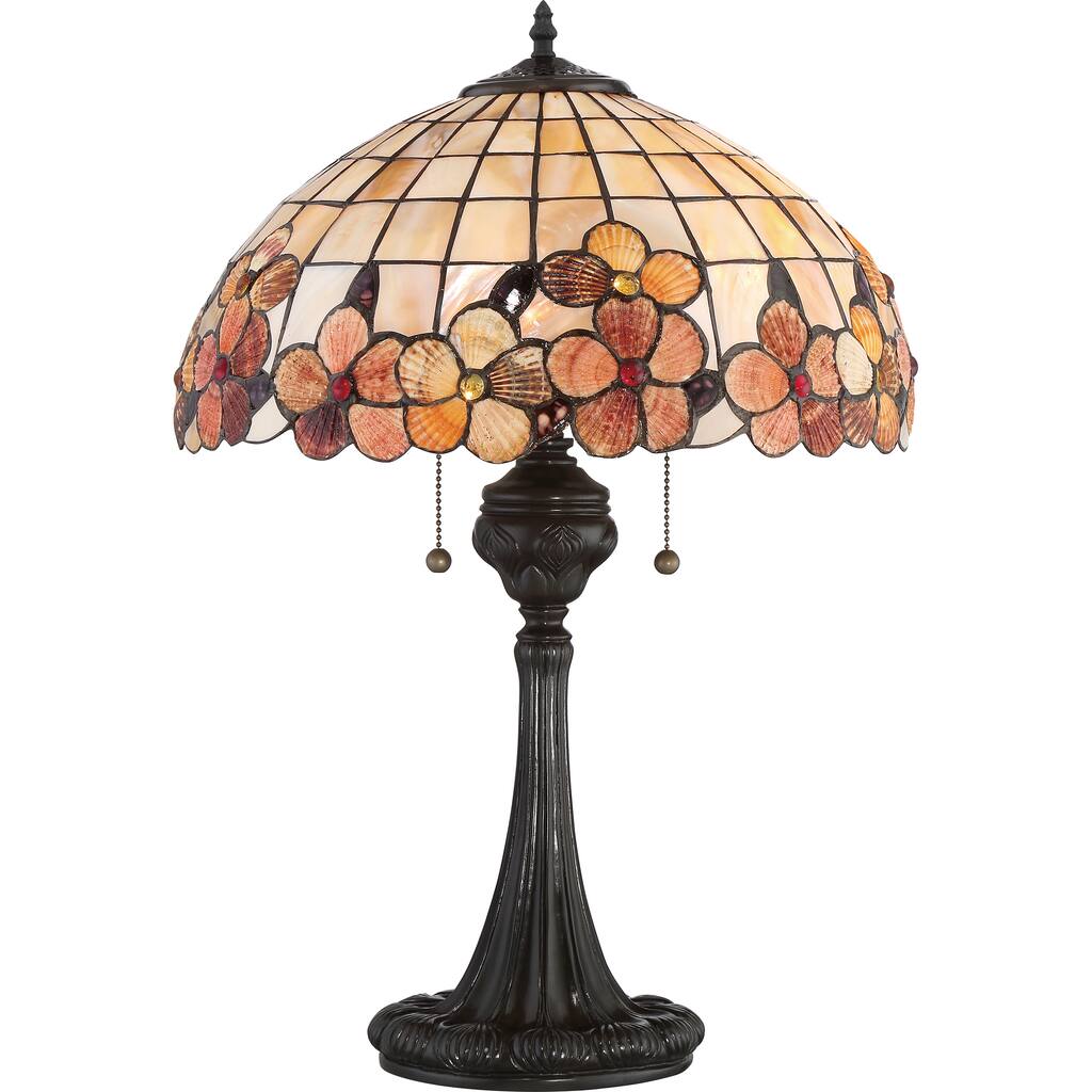 Quoizel Sea Shell Collection Captiva Bronze Glass and Metal Table Lamp
