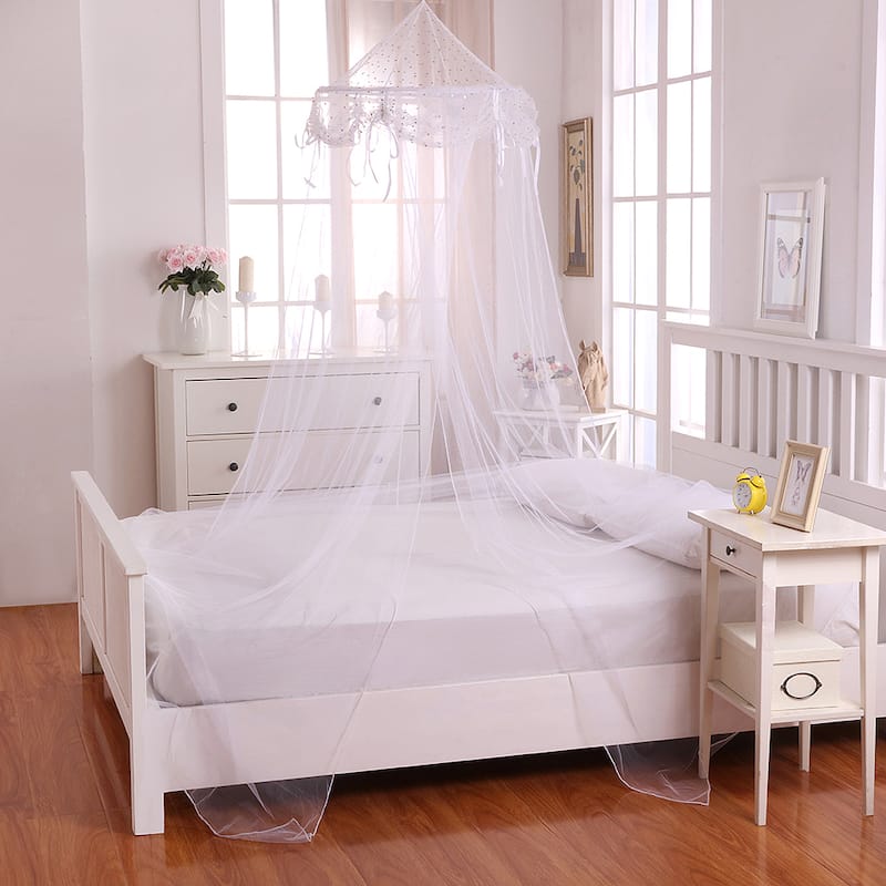 Buttons and Bows Kids' Collapsible Hoop Sheer Bed Canopy