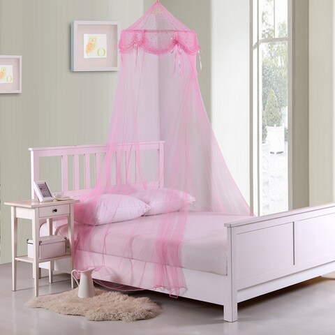 Buttons and Bows Kids' Collapsible Hoop Sheer Bed Canopy