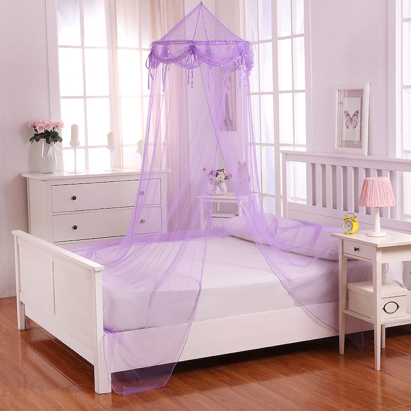 Buttons and Bows Kids' Collapsible Hoop Sheer Bed Canopy