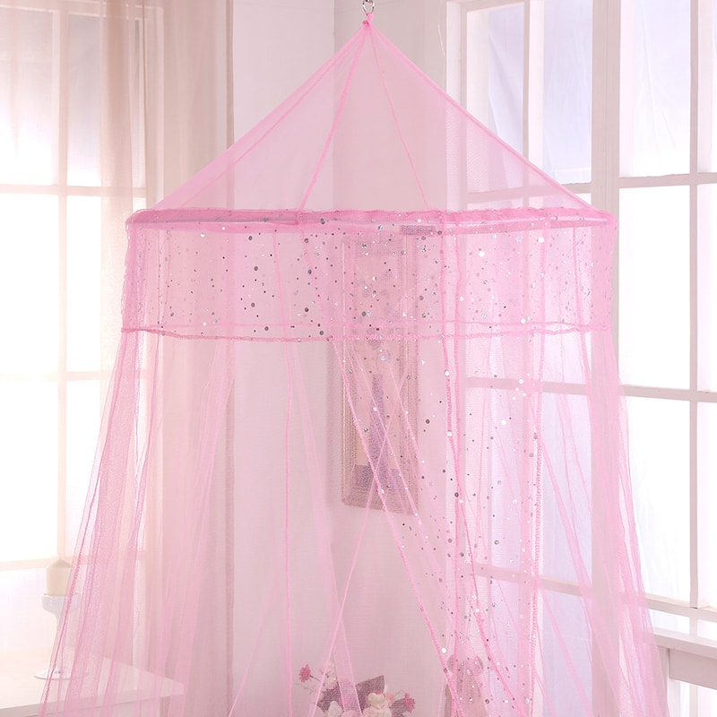 Sheer Galaxy Collapsible Hoop Kids Bed Canopy - Pink