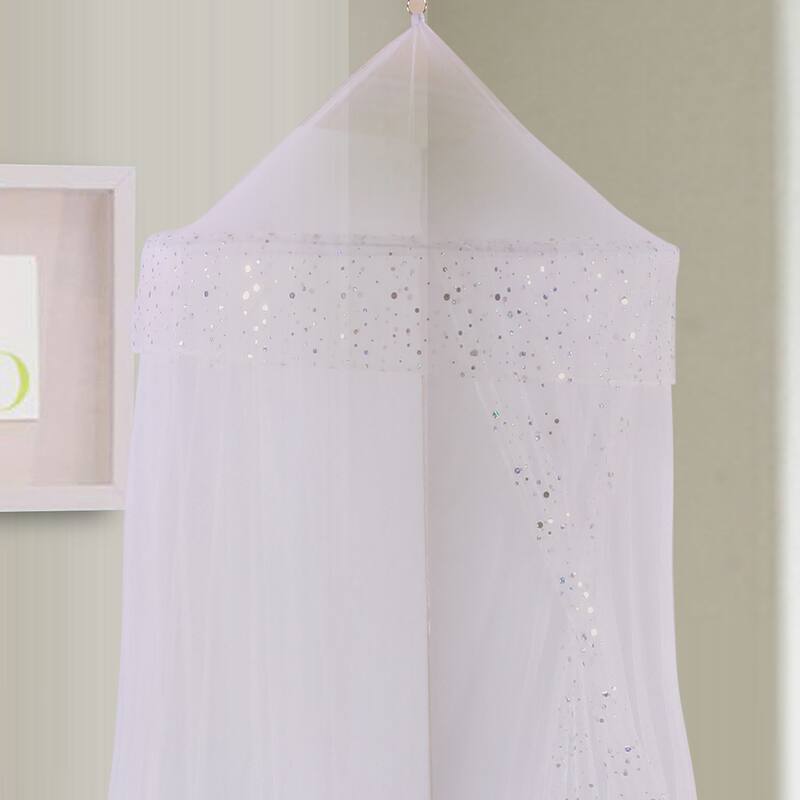 Sheer Galaxy Collapsible Hoop Kids Bed Canopy - White