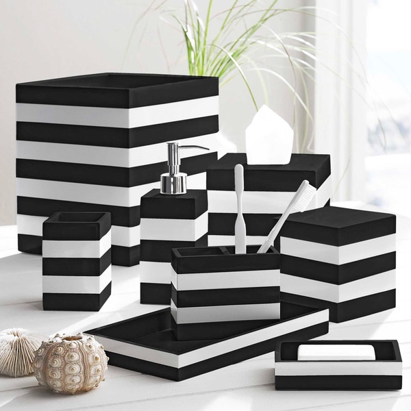 Shop Coastal Stripe Black/White Bathroom Accessories ...