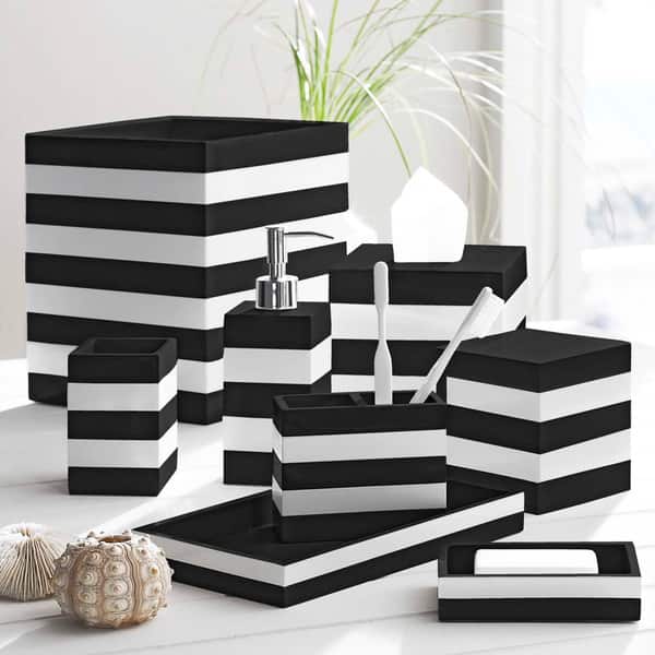 shop coastal stripe black/white bathroom accessories - free shipping