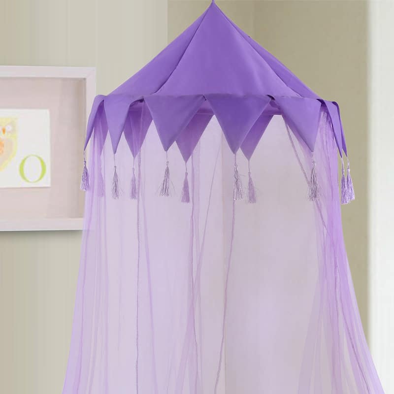 Sheer Harlequin Collapsible Hoop Kids Bed Canopy - Purple