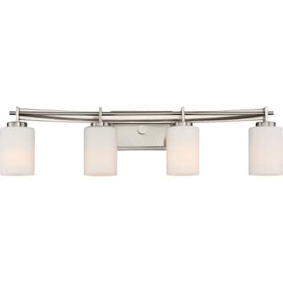 Quoizel Taylor Steel Bath Fixture with 4 Lights - White - Brushed Nickel