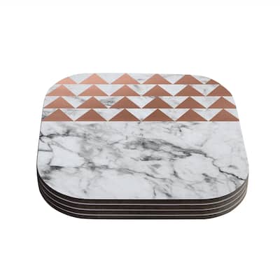 Kess InHouse KESS Original 'Marble & Metal' White Copper Coasters (Set of 4)