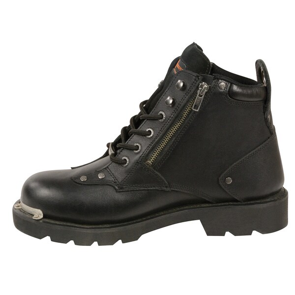 mens black leather boots with zipper