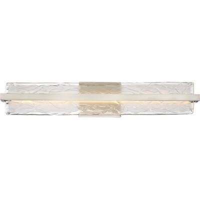 Quoize Platinum Collection Silver Steel Glacial LED Bath Fixture - Brushed Nickel
