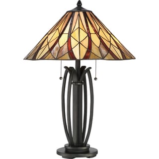 Quoizel Victory Stain Gl Modern Bronze Base Tiffany Style Table Quoizel Victory Stain Gl Modern Bronze Base Tiffany Style Table Lamp