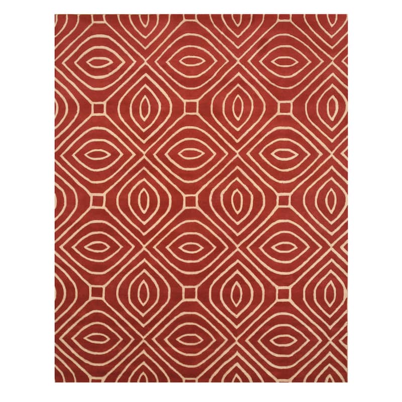 Hand-tufted Wool Red Contemporary Geometric Marla Rug - 5' x 8'