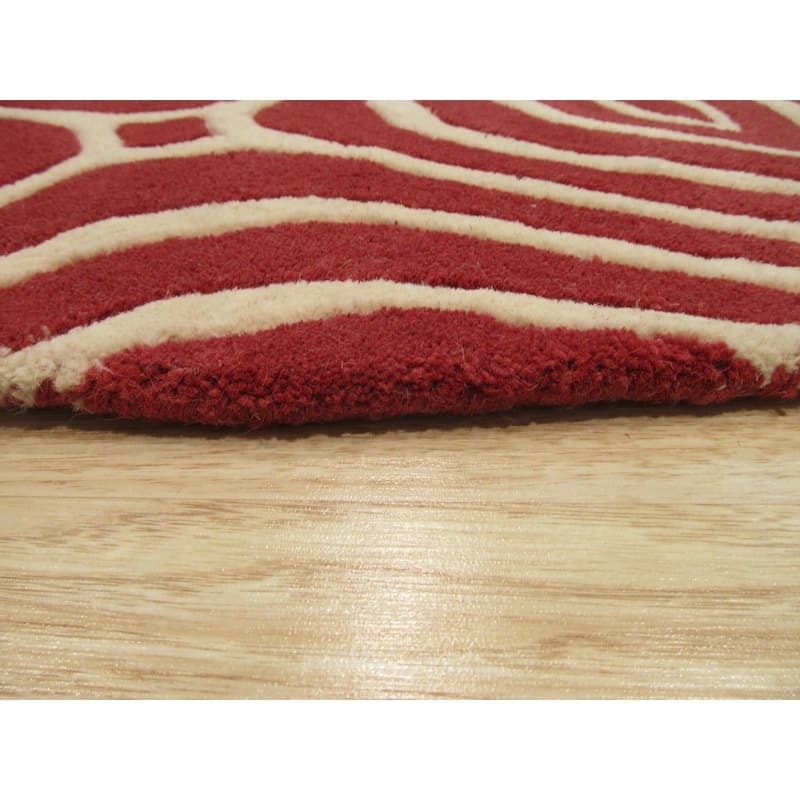 Hand-tufted Wool Red Contemporary Geometric Marla Rug - 5' x 8'