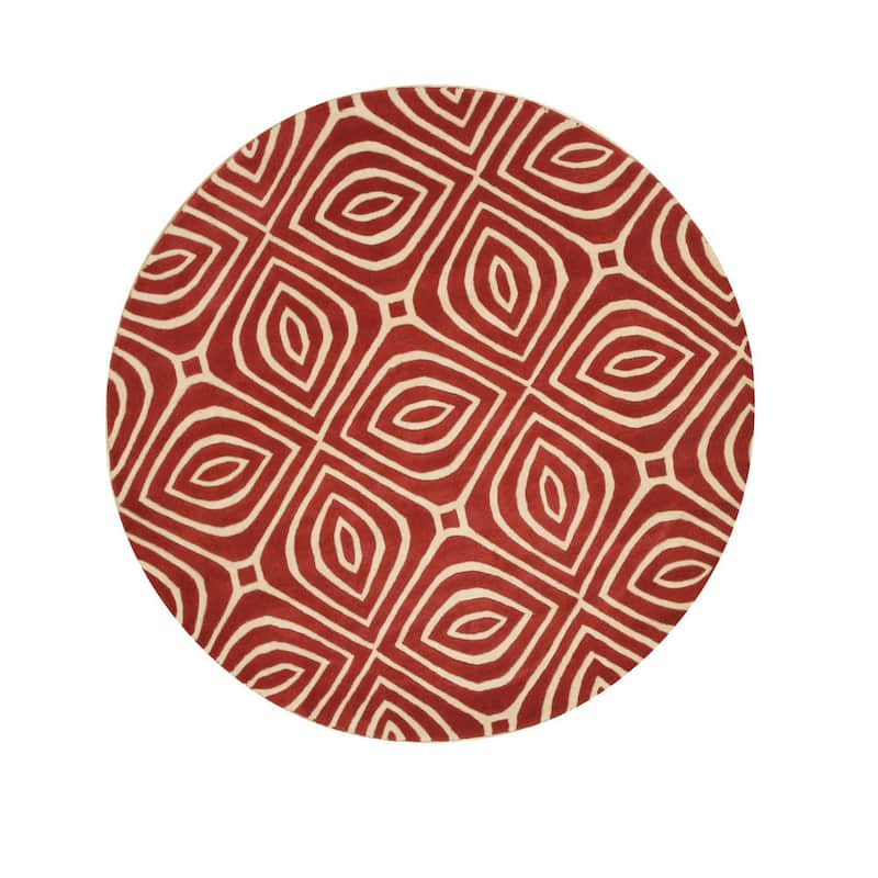 Hand-tufted Wool Red Contemporary Geometric Marla Rug - 5' x 8'