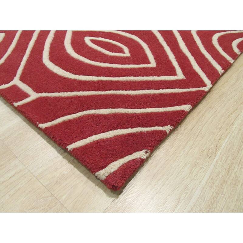 Hand-tufted Wool Red Contemporary Geometric Marla Rug - 5' x 8'