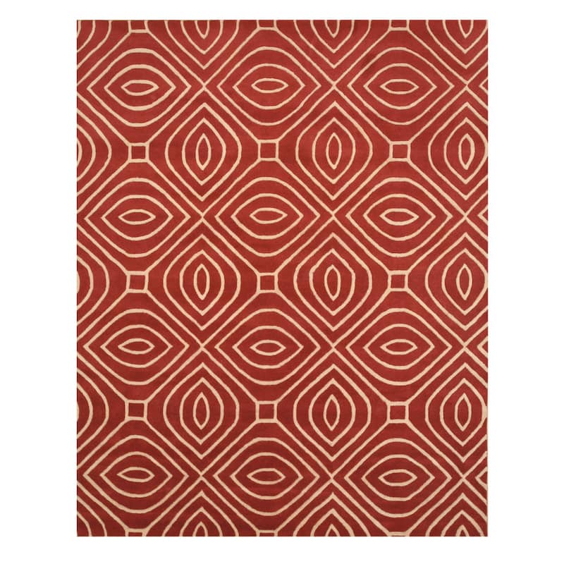 Hand-tufted Wool Red Contemporary Geometric Marla Rug - 5' x 8'