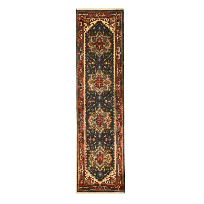 Hand-knotted Wool Navy Traditional Oriental Serapi Area Rug