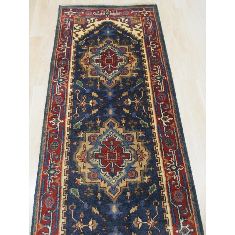 Hand-knotted Wool Navy Traditional Oriental Serapi Area Rug