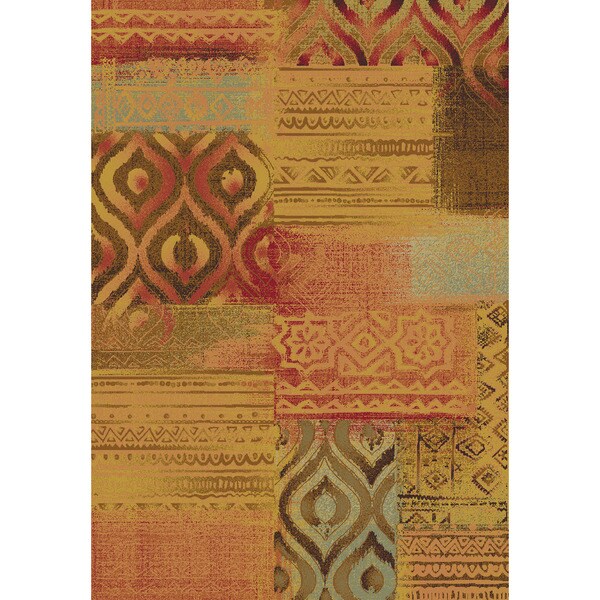 Shop Distressed Multicolored Viscose Color Block Rug Free Shipping