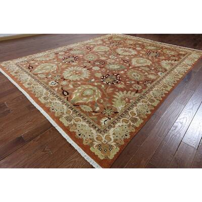 Hand-Knotted Oriental Peshawar Pink Wool Rug (9'2 x 11'9)