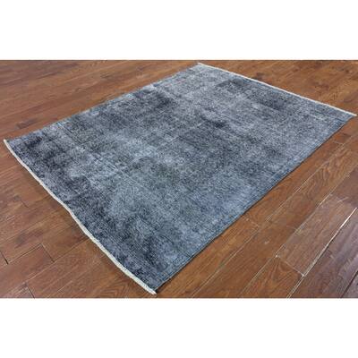 Hand-Knotted Oriental Overdyed Grey Wool Rug (4'10 x 6'2)
