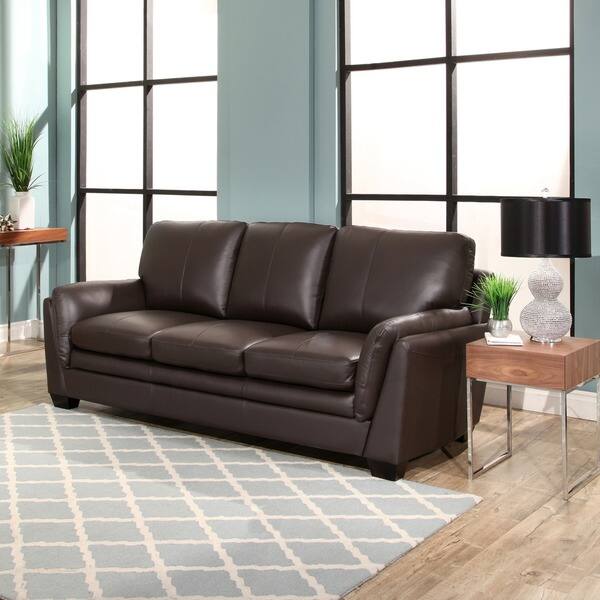 Abbyson Bella Brown Top Grain Leather 3 Piece Living Room Set Bed