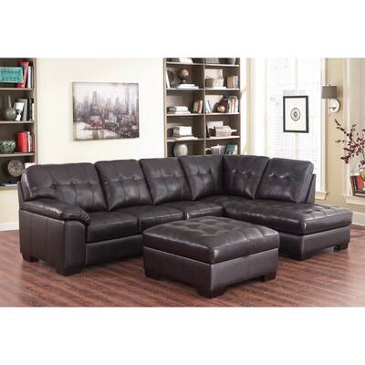 Abbyson Manhattan Espresso Top-grain Leather Sectional and Ottoman