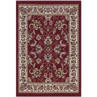 Berrnour Home Homesense Collection Dark Red Polypropylene Area Rug