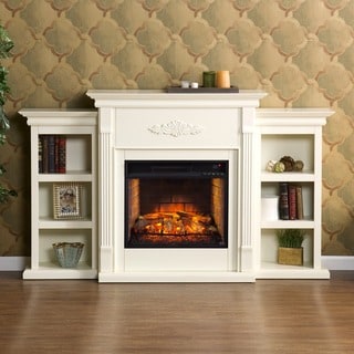 Harper Blvd Tomlin Ivory Bookcase Infrared Electric Fireplace - Bed ...