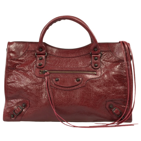 Balenciaga Classic City Rouge Cerise Medium Leather Satchel Handbag ...