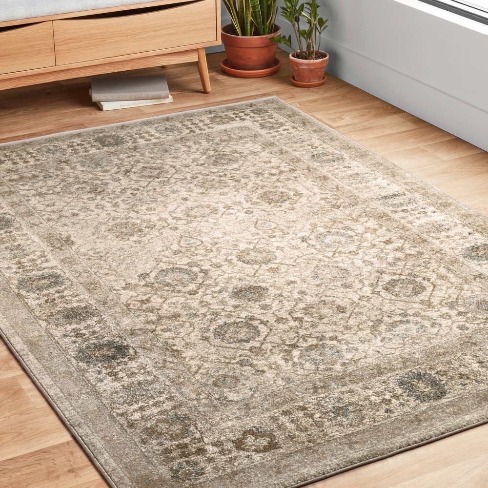 Alexander Home Kendrick Traditional Oriental Area Rug 5'3" Sand 5'3