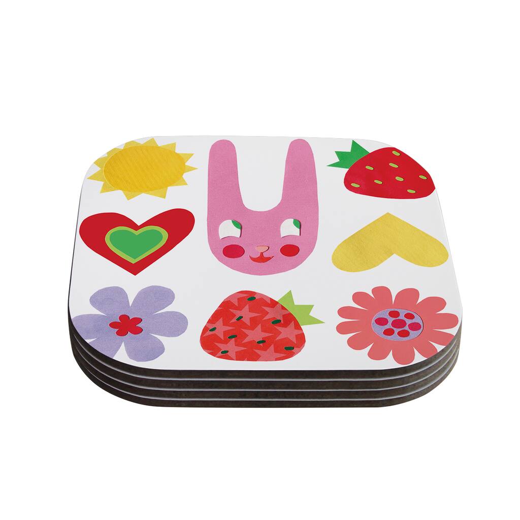 Kess InHouse KESS InHouse Jane Smith 'Summer Repeat' Multicolor Wood Coasters (Set of 4)