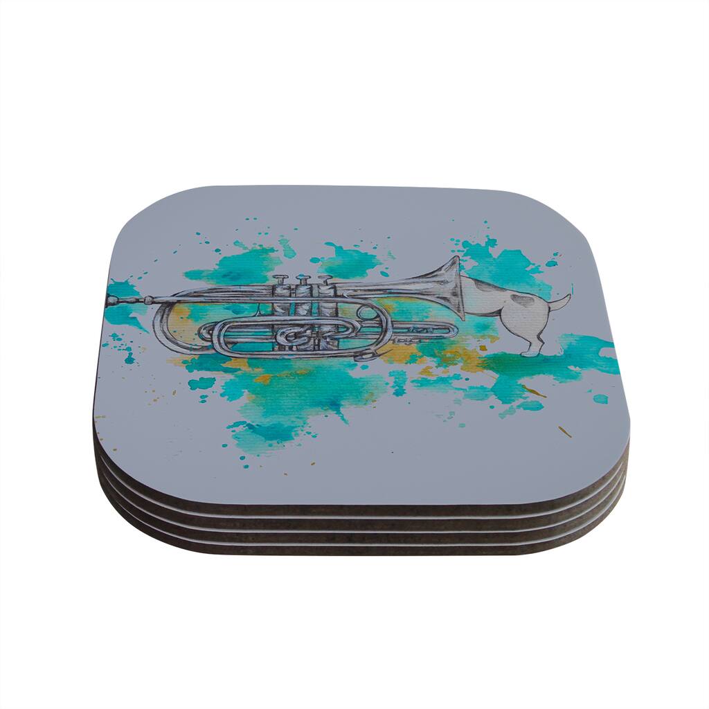 Kess InHouse Kira Crees 'Hunting For Jazz Blue' Coasters (Set of 4)