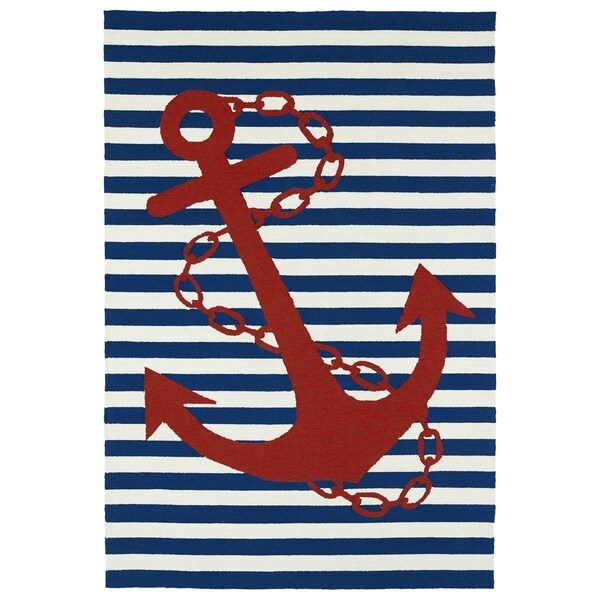Indoor/Outdoor Beachcomber Anchor Navy Rug - 5' x 7'6"