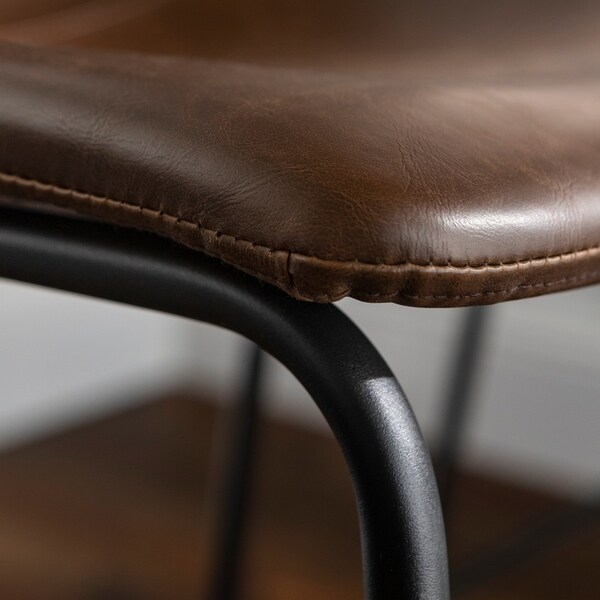 Carbon Loft Prusiner Brown Faux Leather Bar Stool Set of 2 As Is Item Bed Bath Beyond 31301335