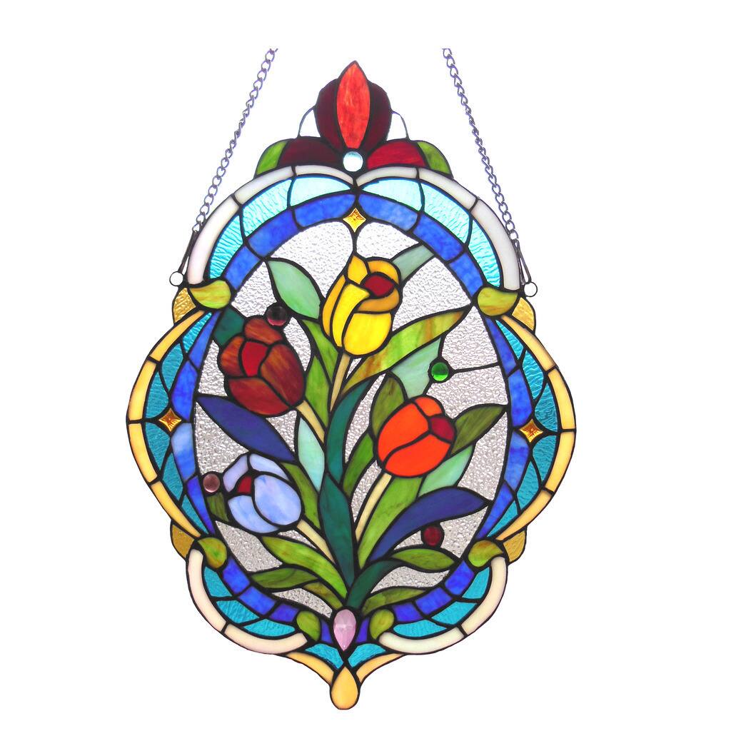 Chloe Tiffany Style Tulip Design Oval Window Panel