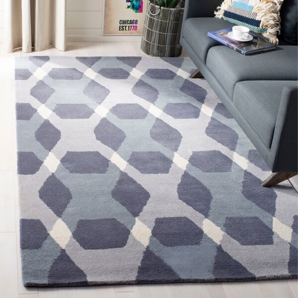 Martha Stewart by Safavieh Overlapping Diamond Grey/ Multi Wool Rug - 9' x 12'