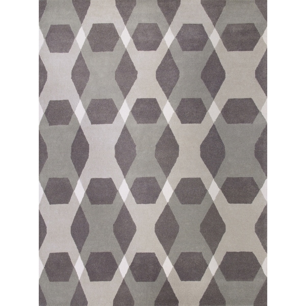 Martha Stewart by Safavieh Overlapping Diamond Grey/ Multi Wool Rug - 9' x 12'