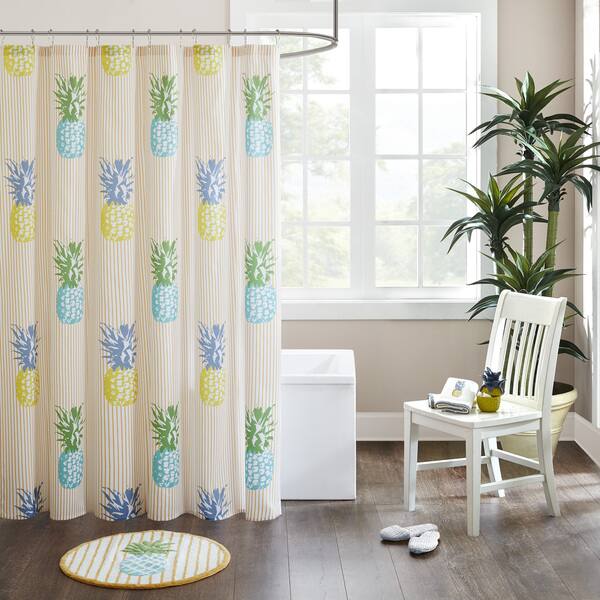 HipStyle Hana Yellow Cotton Printed Shower Curtain Overstock 11815988
